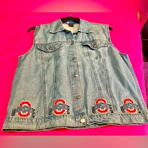 Size medium Ohio State denim vest with autographs